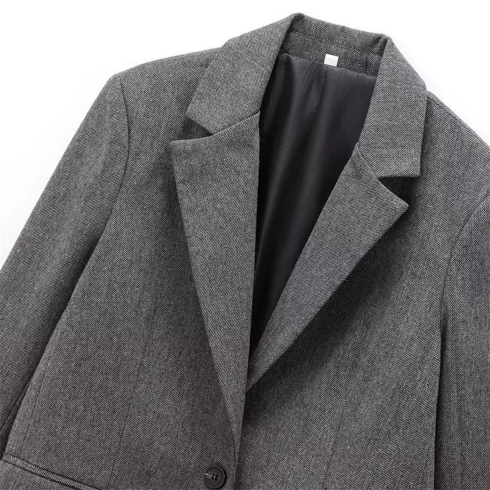 2025 RARA شتاء منتج جديد المرأة موضة عادية طوق كم طويل زر واحد نسيج قطري معطف بدلة فضفاضة