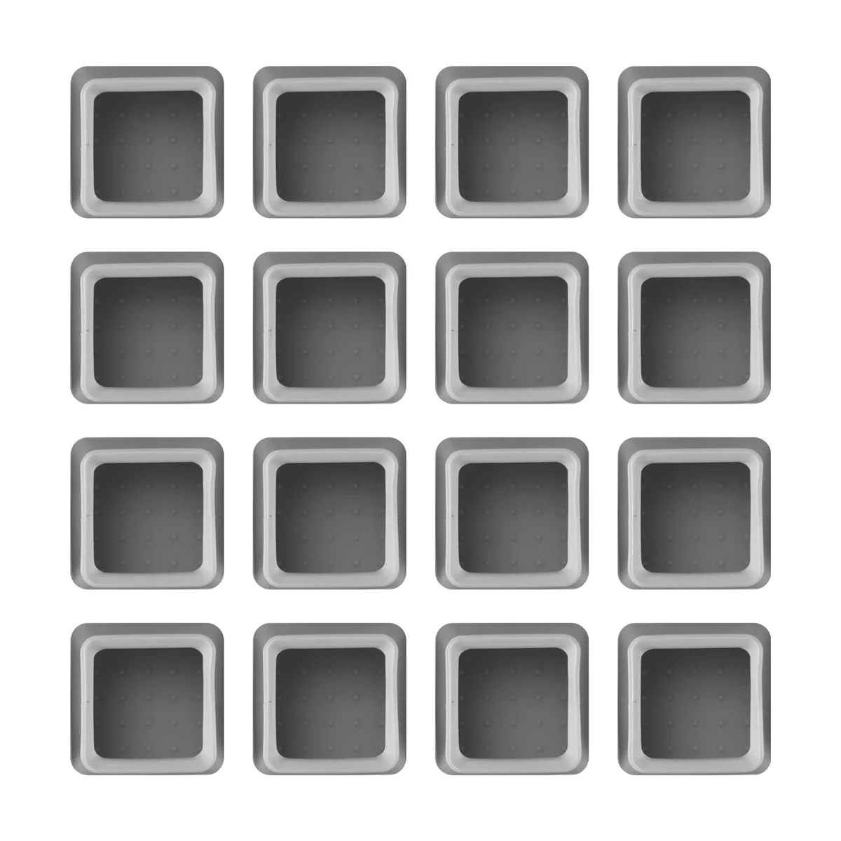 16Pcs Chair Leg Caps Silicone Floor Protector Square Furniture Table Feet Cover Anti-Slip Bottom Chair Pads-Gray