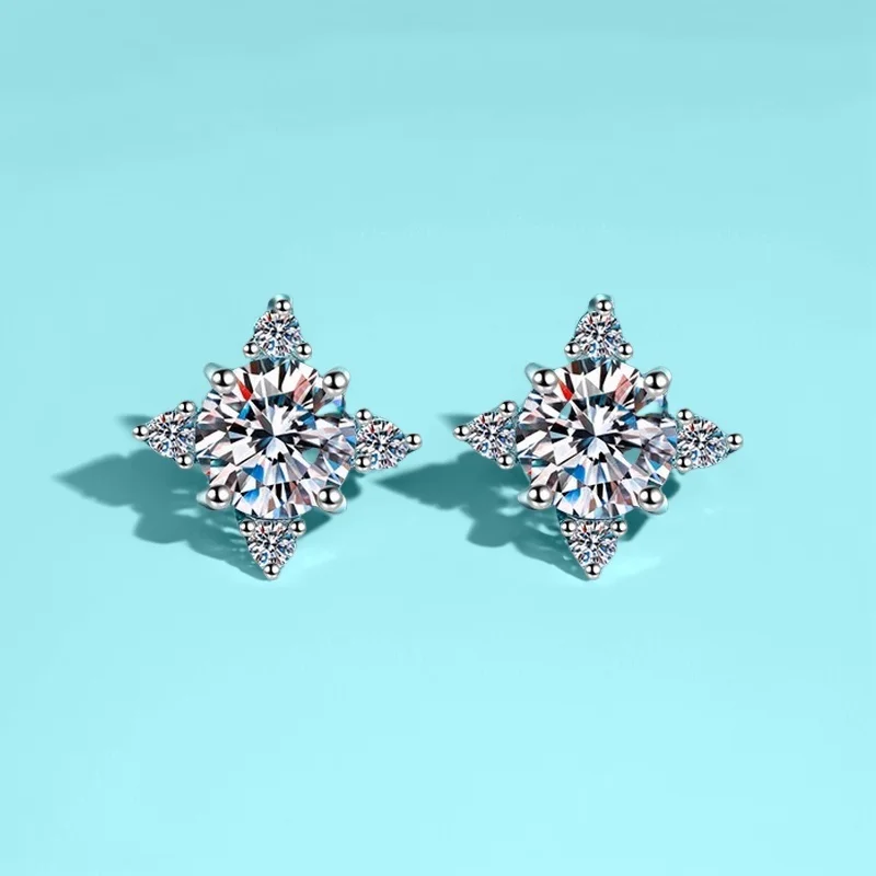 

Серьги-гвоздики из серебра 925 пробы, 2 карата, четырехлистный клевер, муассанит, серьги-гвоздики с платиновым покрытием, сертифицированная Gra, бесплатная подарочная коробка для женщин