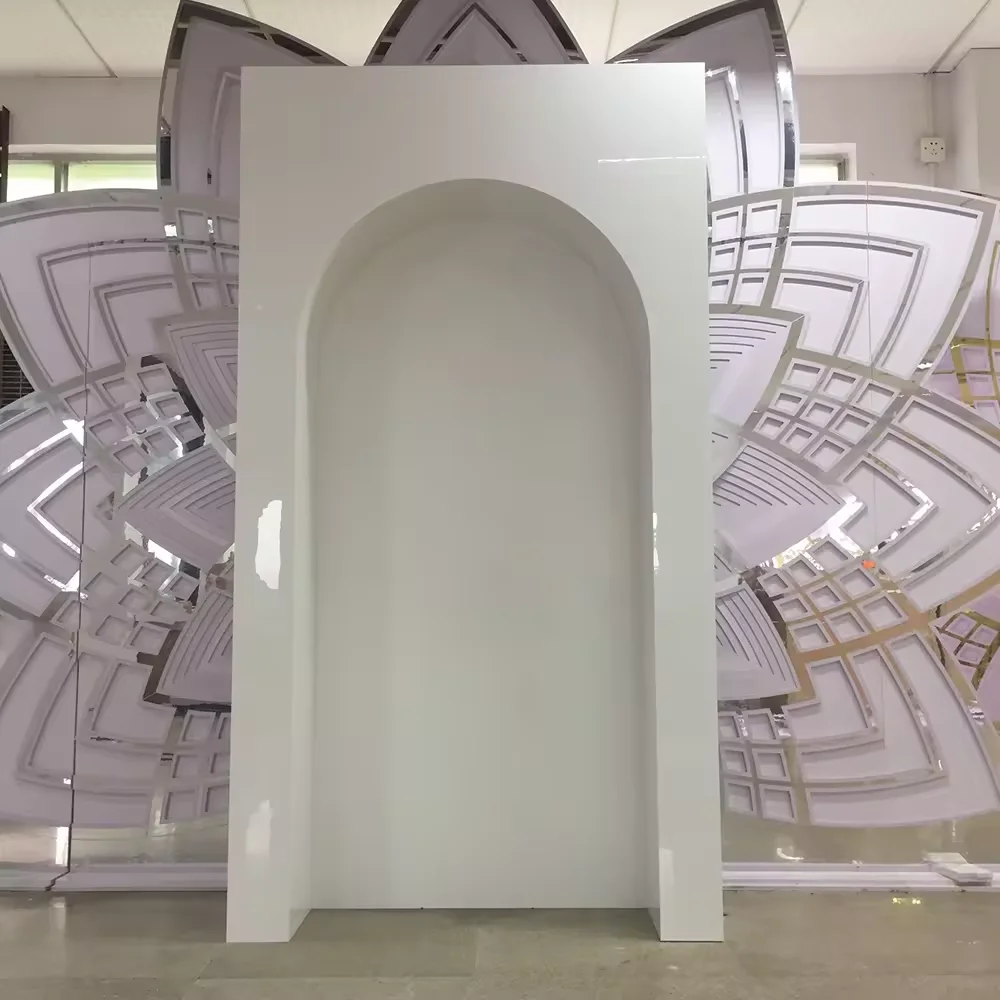 Customized Classic White Rectangle Acrylic Background Wall Wedding Arch Stage Backdrop Supply
