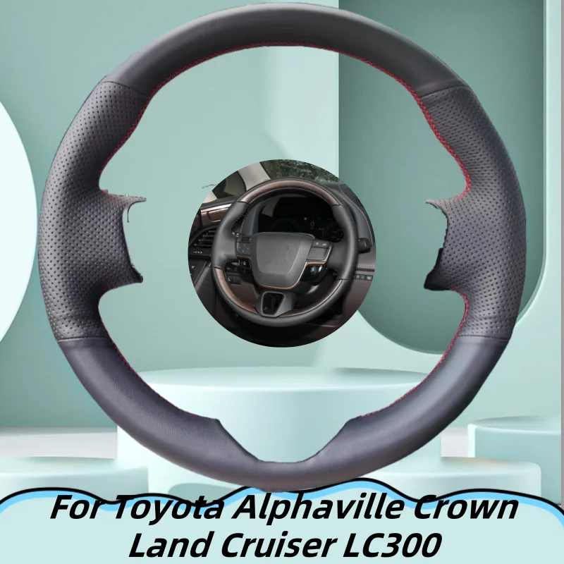 

Hand-Sewn Microfiber Leather Car Steering Wheel Cover For Toyota Alphaville Crown Land Cruiser LC300 Car Interior Accessories