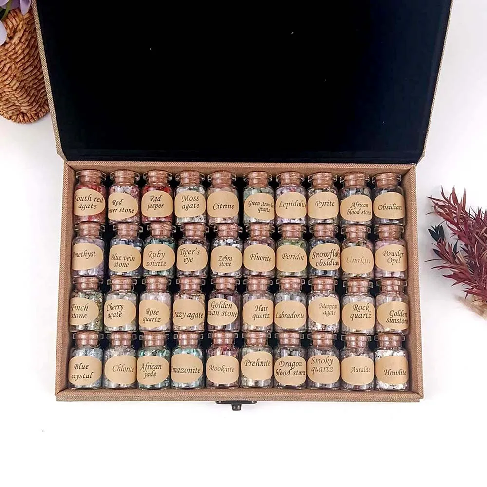 

1 Box Natural Crystal Mineral Stone Gravel Wishing Bottle Amethyst Quartz Healing Reiki Set Box Home Fish Tank Aquarium Decor
