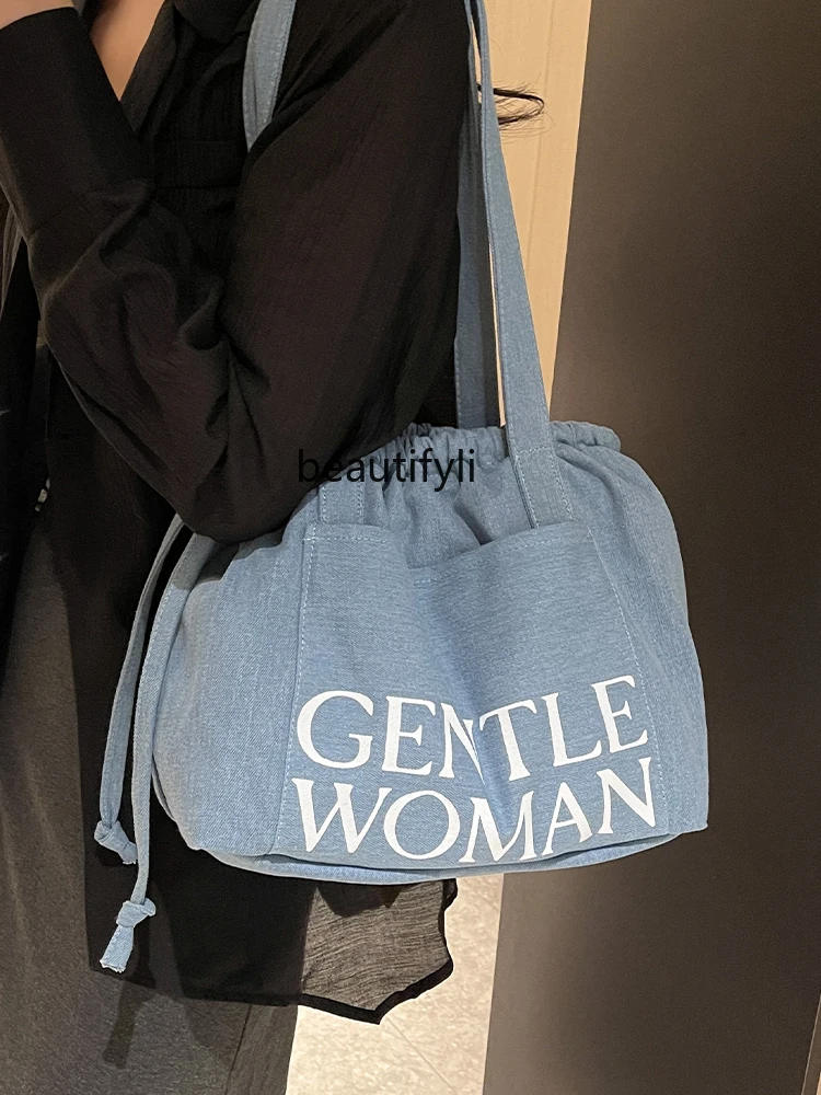 

Large Capacity Trendy Casual Denim Tote Bag Women's Fashion All-Matching Underarm Bag Commuter Shoulder Bag