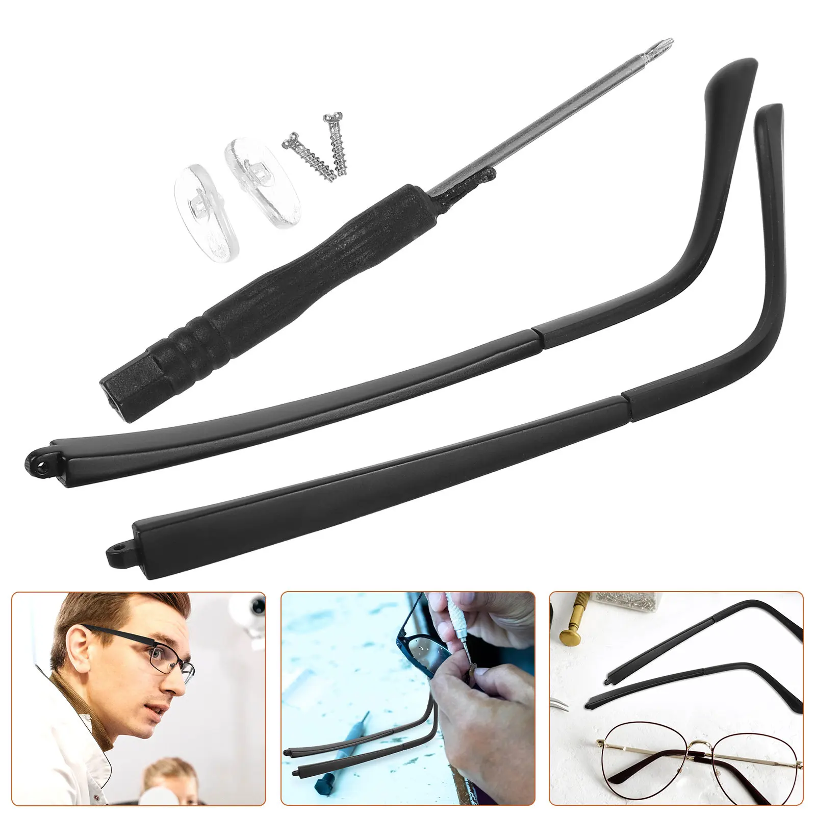 1Set Eyeglasses Legs Replacement Temples Easy Install Nonslip Lightweight Glasses Arms Repair Parts Eyeglass Arm Replacement