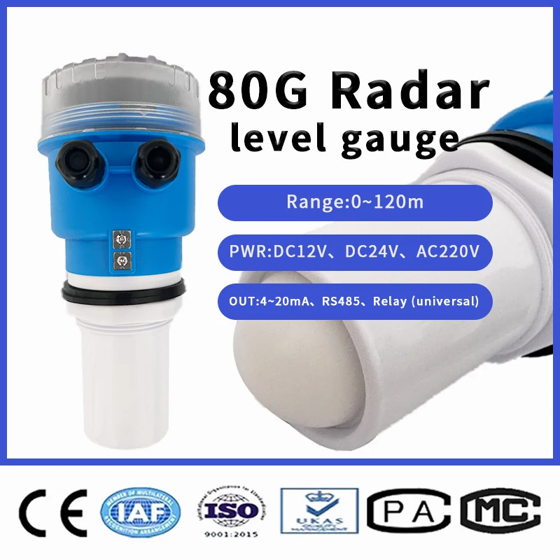 High accuracy 80G FMCW radar level transmitter for solid/ powder/ liquid/salt height tank measnure