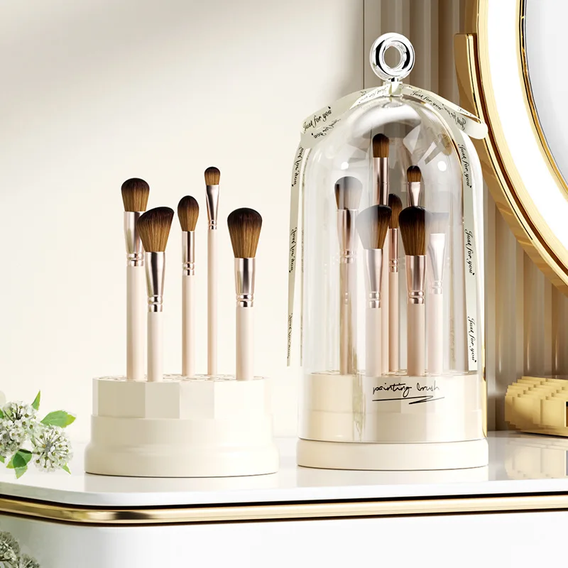 뚜껑이 있는 투명 회전 펜꽂이 방진 상자, 메이크업 브러쉬 보관 튜브, 뷰티 메이크업 브러쉬, 눈썹 브러쉬 보관 상자