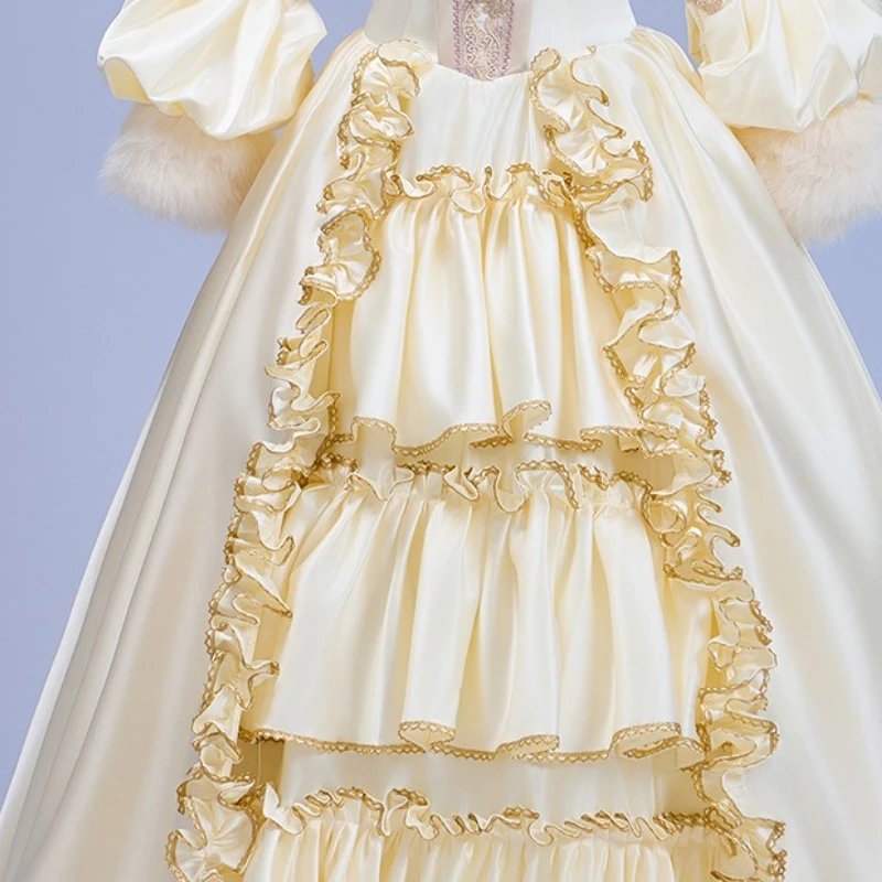 ฤดูใบไม้ร่วงและฤดูหนาวศาลยุโรปชุดผู้หญิง High-end Retro ละคร Catwalk Performance STAGE เสื้อผ้าหนา Vestidos Largos