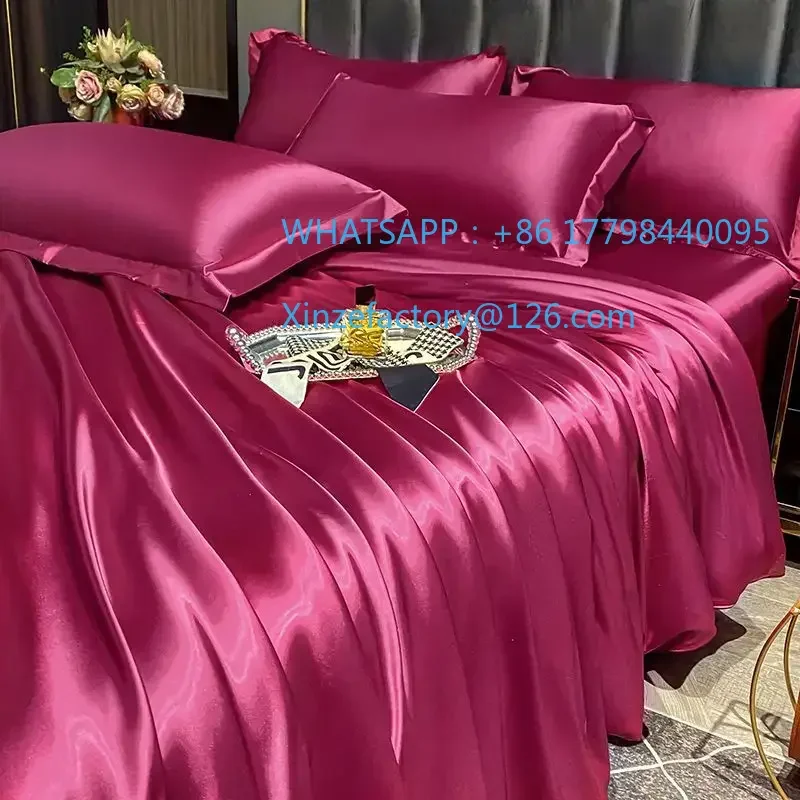 تخصيص الشمال طقم سرير من الحرير مع غطاء لحاف غطاء سرير المخدة الفاخرة زوجين واحدة مزدوجة الصيف 1/2 شخص الصلبة B