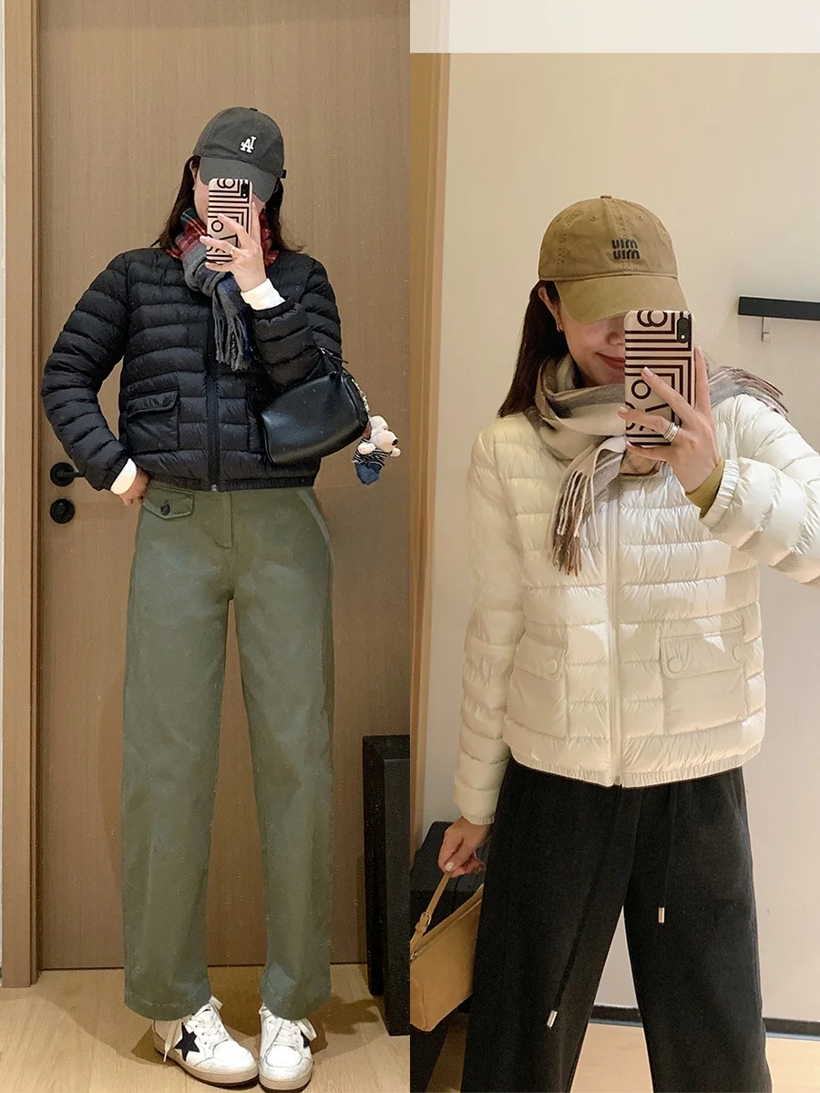 

Легкая женская пуховая куртка с воротником-стойкой, теплая, удобная, для повседневной носки, с возможностью отслеживания происхождения, белая, стандартный крой