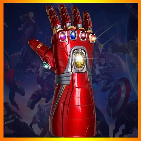 Marvel Infinity Gauntlet Thanos Iron Man Pvc Wearable Movable Led Removable Infinity Stones Cosplay Prop Collectible Model Adult