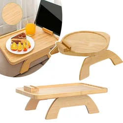 1 PCS Sofa Arm Wood Tray Foldable Wooden Couch Armrest Storage Holder Clip On Rest Side Organizer Portable Drink Snacks Table