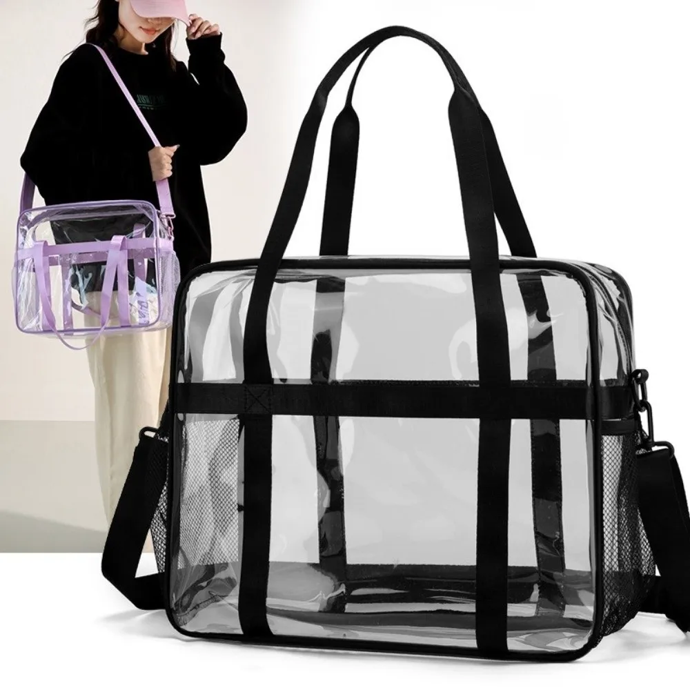 

Прозрачная сумка через плечо большой вместимости, водонепроницаемая портативная сумка для хранения вещей, легкая сумка для туалетных принадлежностей из ПВХ-материала