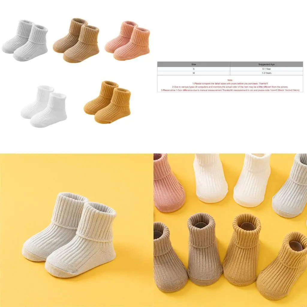 

97BE 2pcs Anti Skid Toddler Socks Soft Length Socks Middle Tube Design For Floor