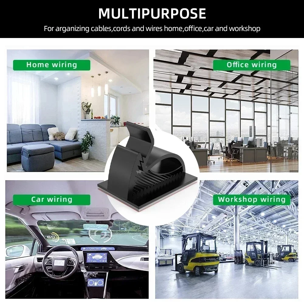 Adhesive USB Cable Organizer Car Wire Clip Fixer Holder Adjustable Cable Management Mount Clamp Network Office Car Cord Winder view 5