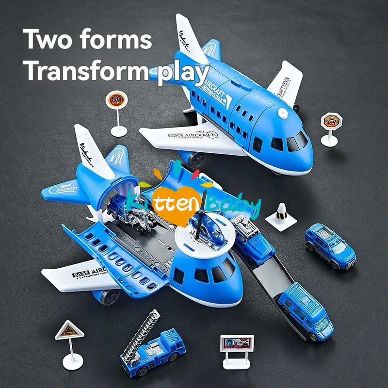 1 Set Regalo Di Natale Aereo Per Bambini Auto Giocattolo Modello di Aereo Inerziale Con 6 Segnali Stradali Casuale 3 Auto E 1 Elicottero