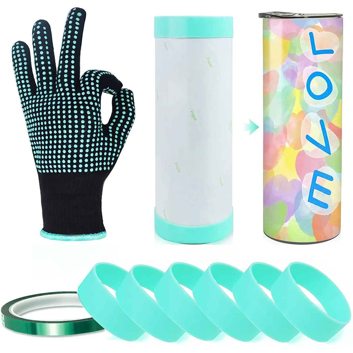 Silicone Bands Elastic Heat Resistant Sublimation Paper Holder Ring Band Prevent Ghosting Water Bottle Bands with Gloves