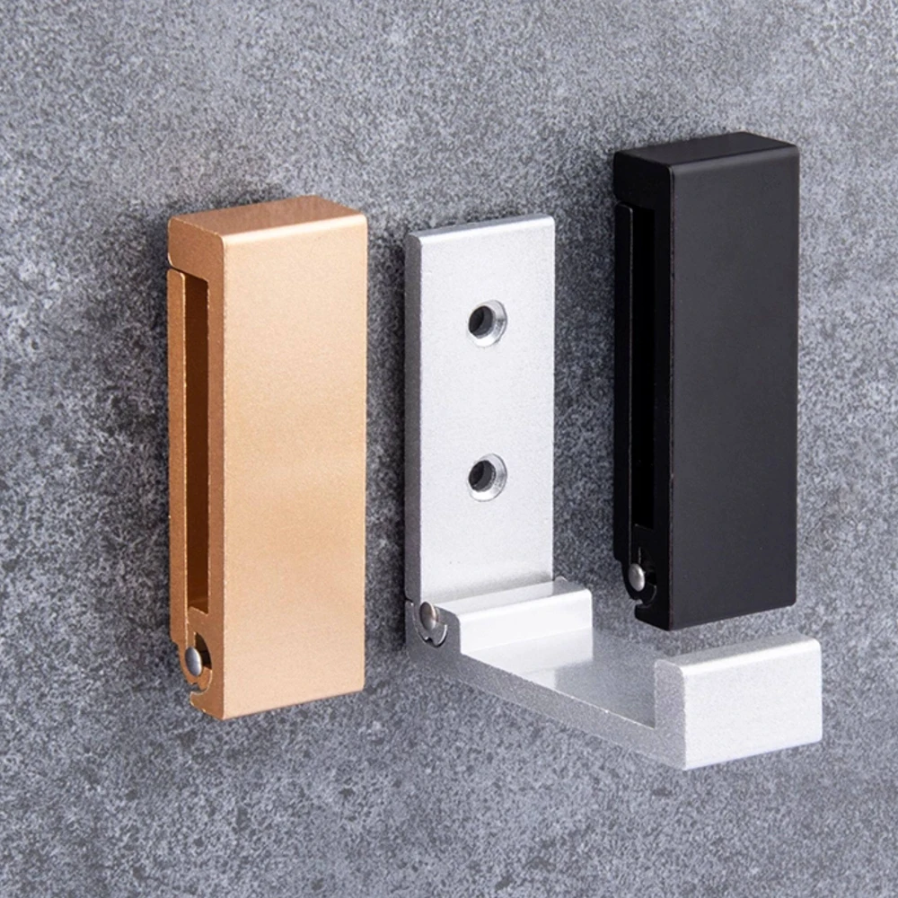 Folding Coat Hooks Black Aluminum Alloy Wall Door Clothes Hooks Headphones Holder Bathroom Towel Hanger Hook with Screws - view 5