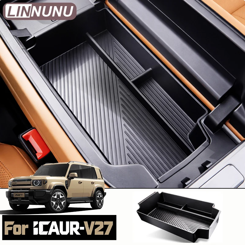 Linnunu for Chery Icar V27 2026 Car Armrest Box Esteo V27 Organizer Center Console Upper Tray Divider Storage Trim Accessories