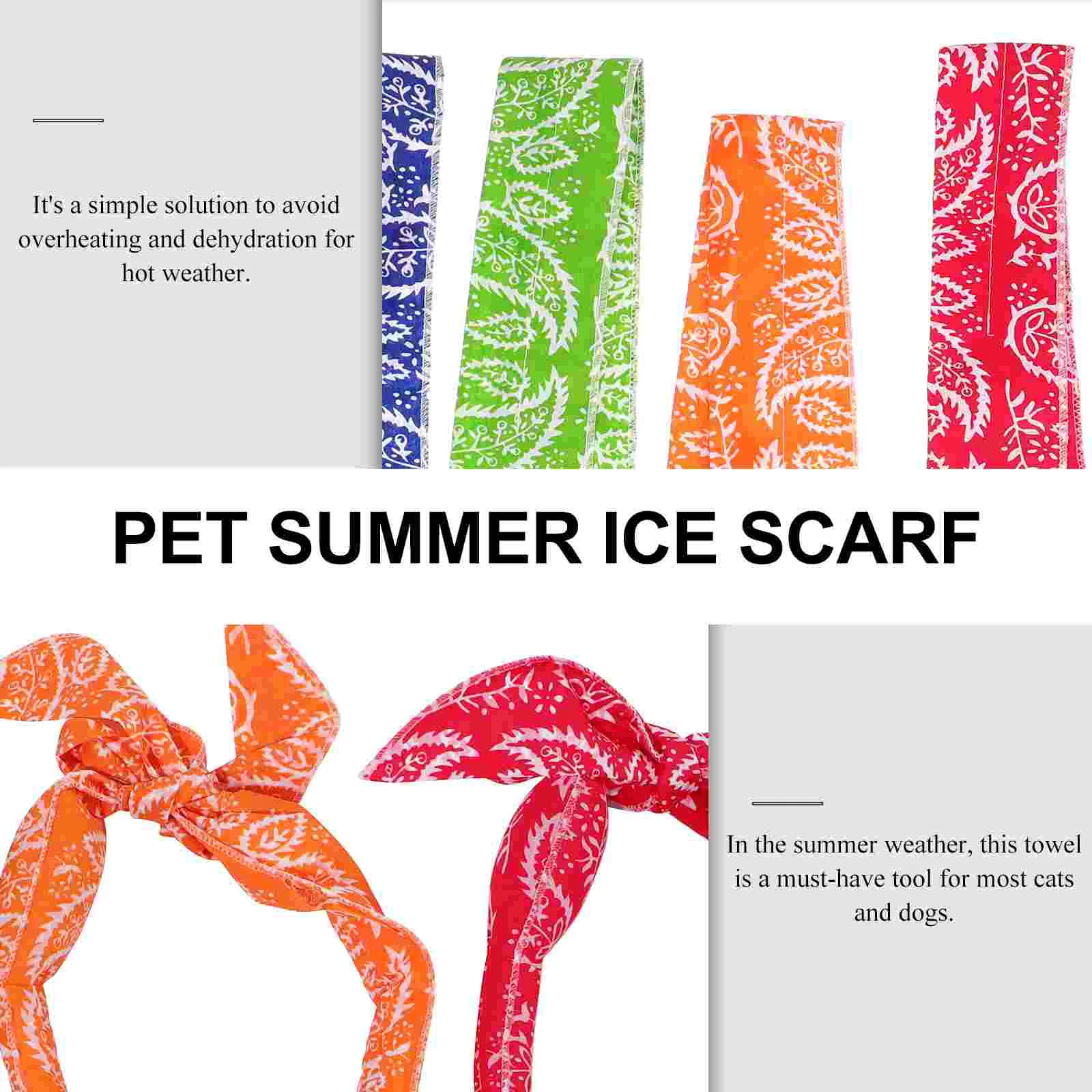 5 Pcs Pet Ice Towel Dog Summer Cooling Wrap Scarf Neck Water Absorbent Resin Particles