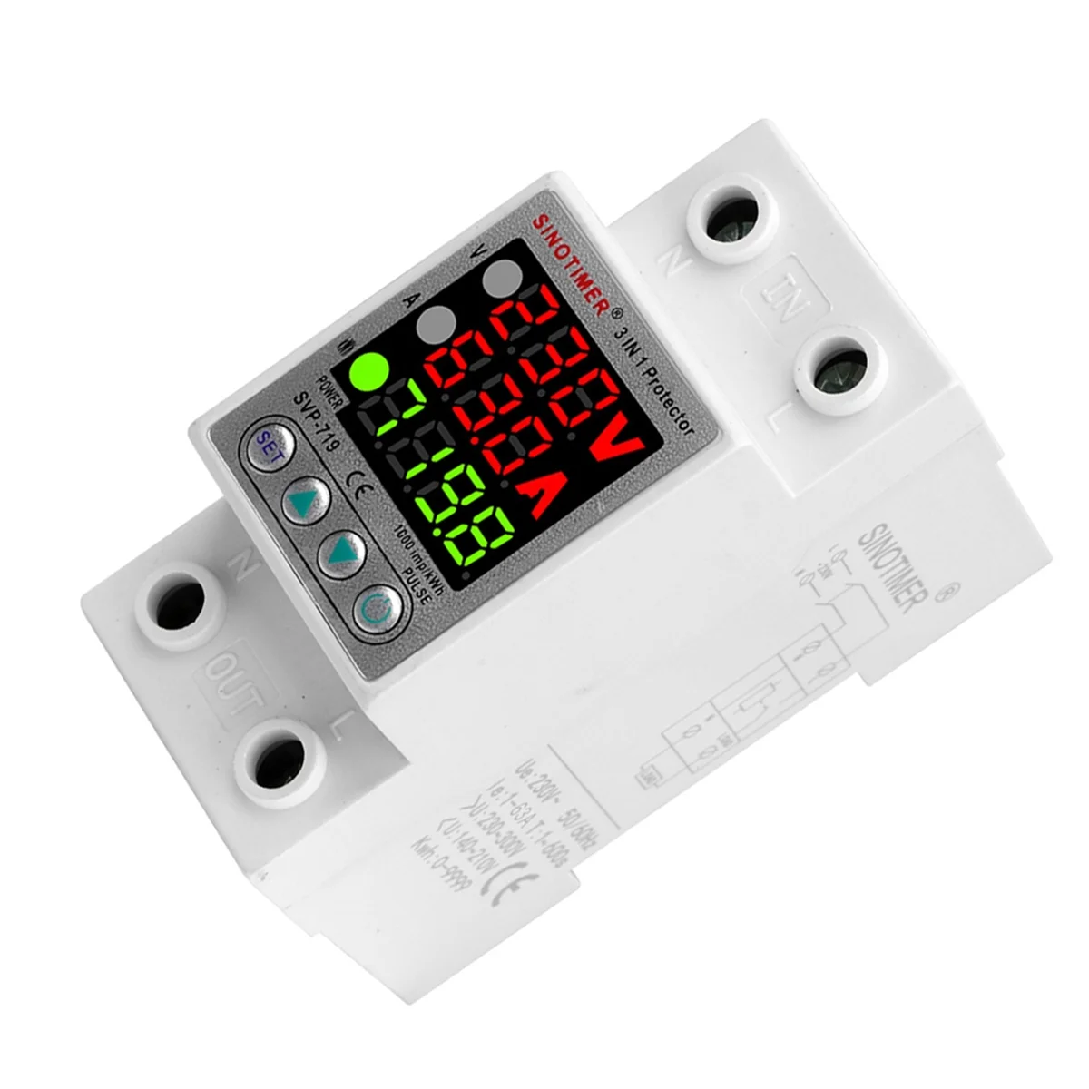 SINOTIMER SVP-719 Adjustable Self-Compound Intelligent Overvoltage Protector Current Limiting Delay with Power Display