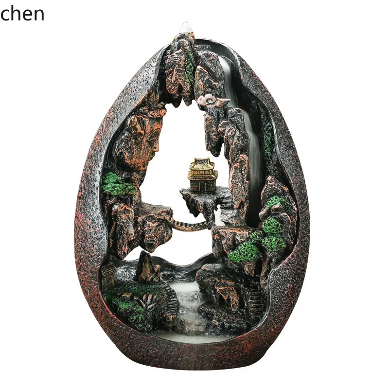 جبال الألب تدفق المياه ارتجاعي البخور الموقد السيراميك الدخان عرض ديكور المنزل الإبداعية حامل البخور الراتنج الحرفية