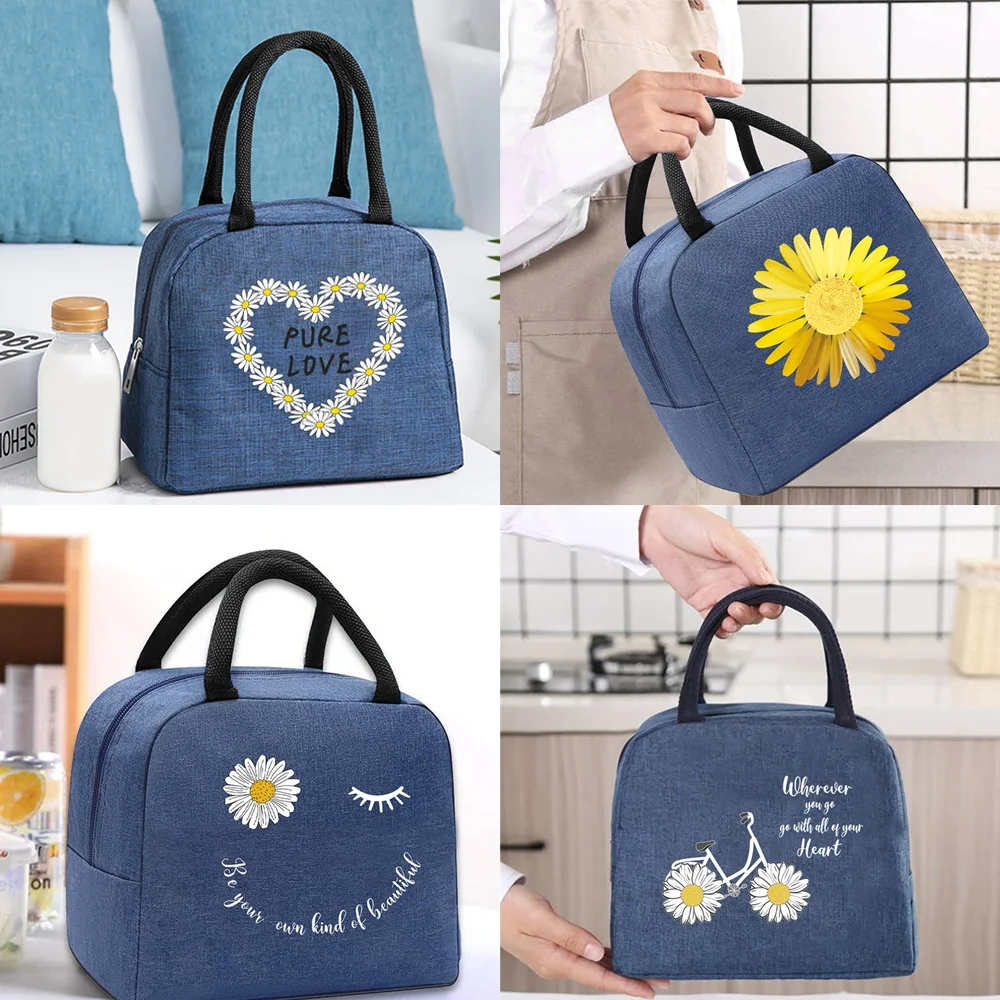 

Insulated Lunch Bag Unisex Thermal Bag for Work Storage Food Picnic Cooler Tote Organizer Bag Daisy Pattern Lunch Handbag