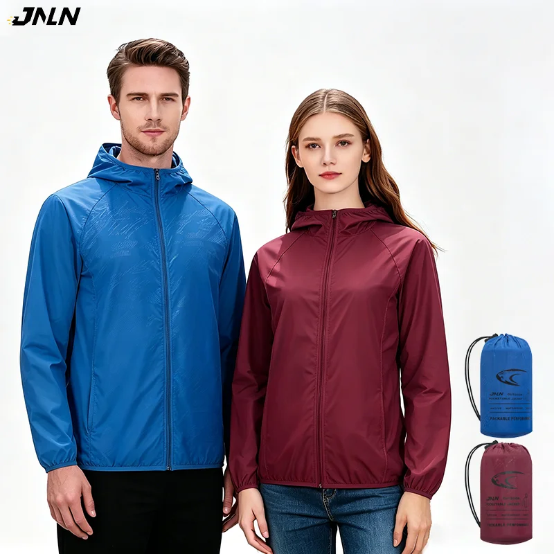 JNLN – vestes de randonnée imperméables pour hommes et femmes, coupe-vent à séchage rapide, protection solaire, unisexe, pour camping, chasse, escalade, manteau de pluie pour l'extérieur