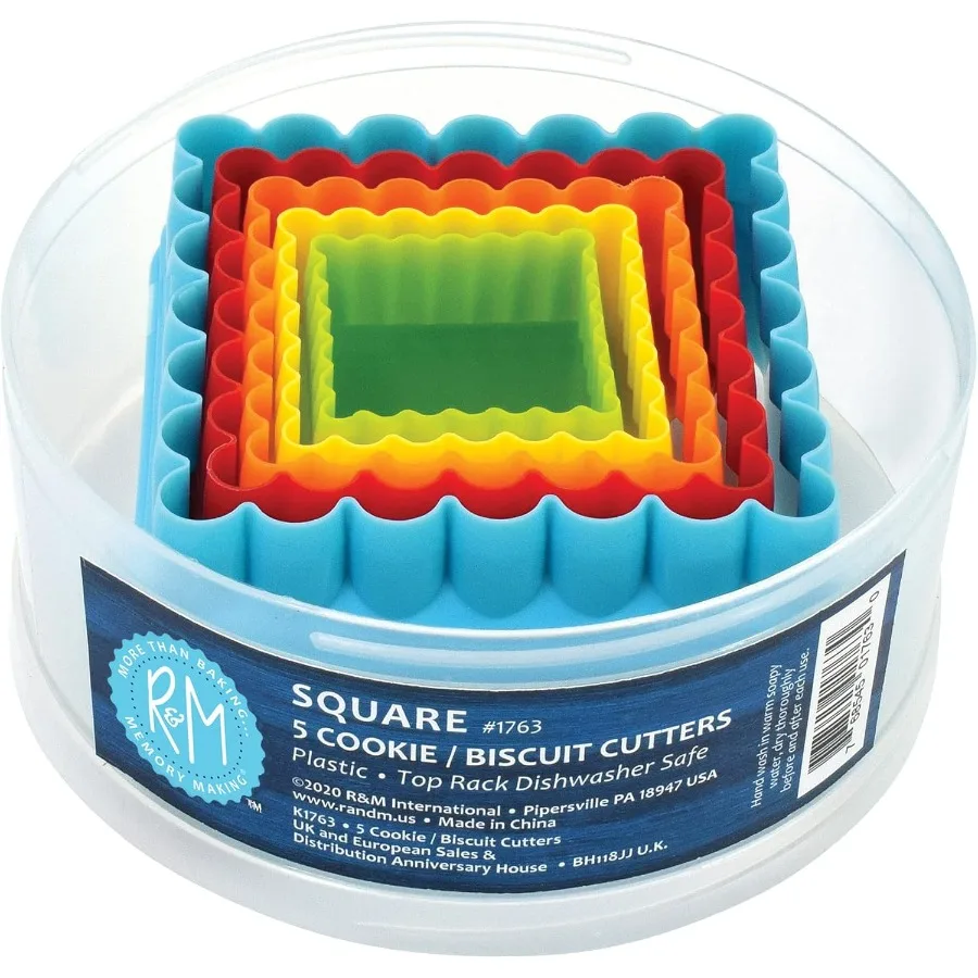 

Intertiol Square Ce and Biscuit Cutters Assorted Sizes Bright Colors 5-Piece Set