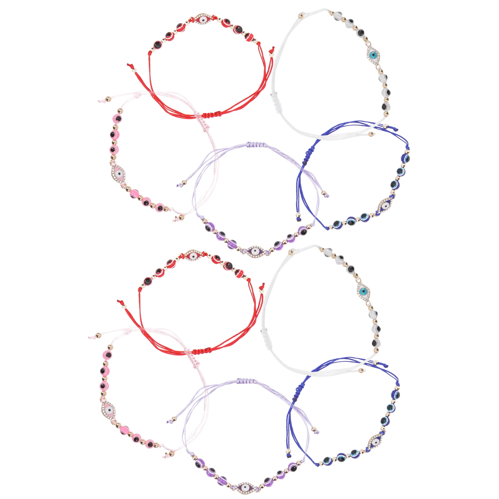 

12 Pcs Evil Eye Bracelet Beaded Chain Smooth Health Charm Jewelry Women Accessories Fashion Bracelet