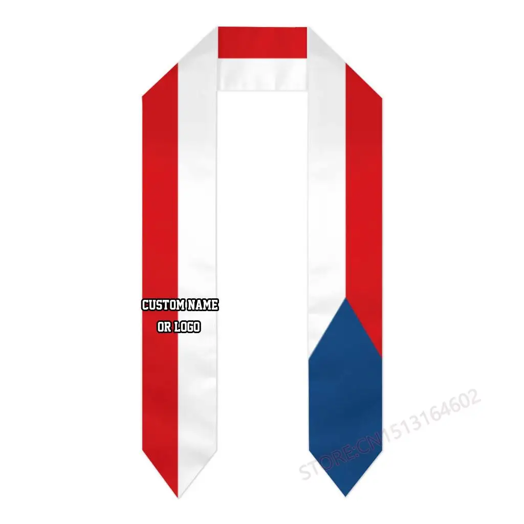 

Custom Name Or Logo Czech Republic Flag Scarf Graduation Stole Sash International Study Abroad Class of 2023 Shawl