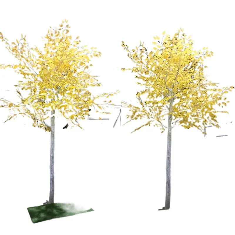 

Simulation golden banyan birch tree fake tree window decoration landscaping indoor and outdoor large landscape floor green plant