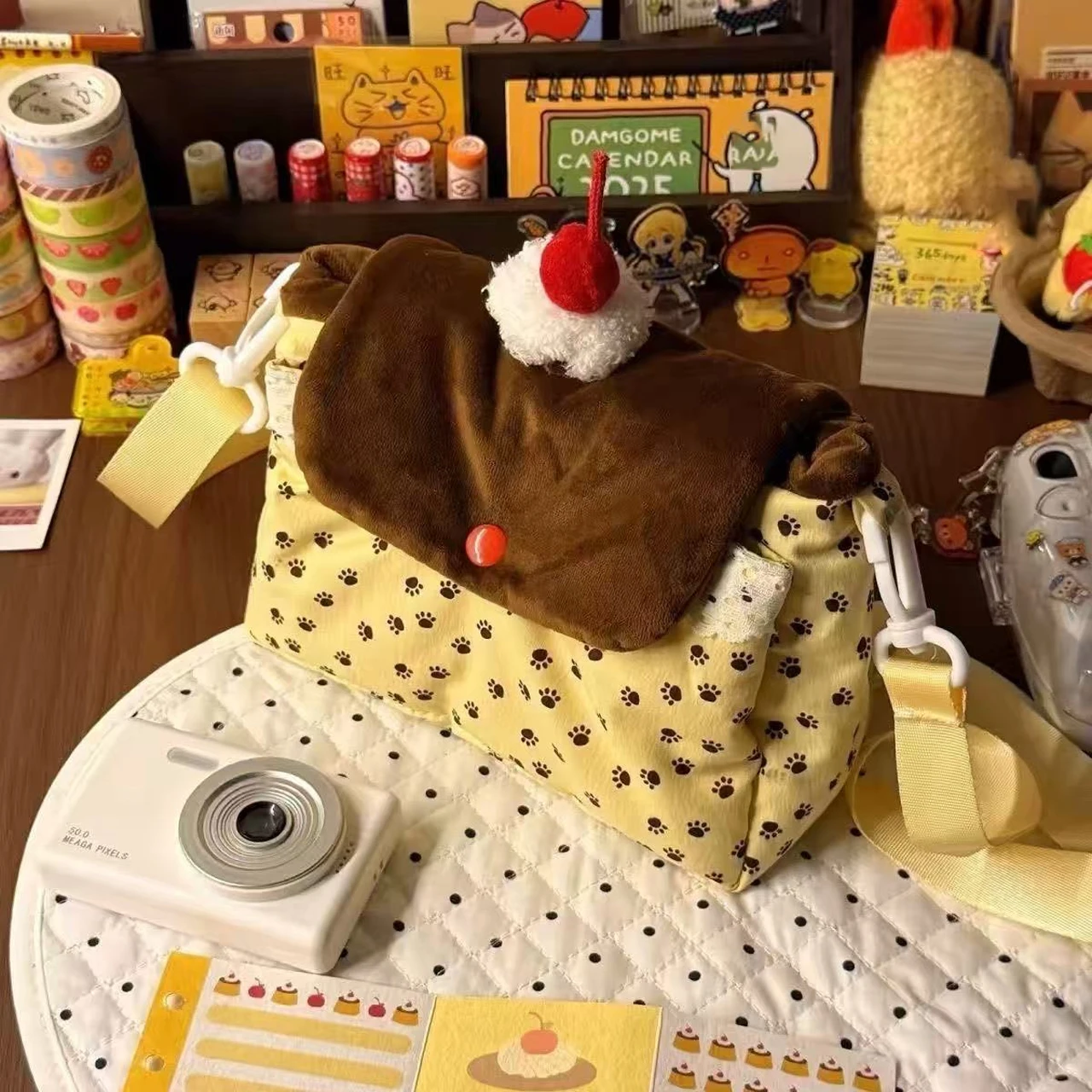 Japanischer INS-Pudding-Kuchen-Stil Große Aufbewahrungstasche CCD-Kameratasche Tragbare Umhängetasche Münzbörse und Planer-Aufbewahrungstasche Geschenk – Detail 3