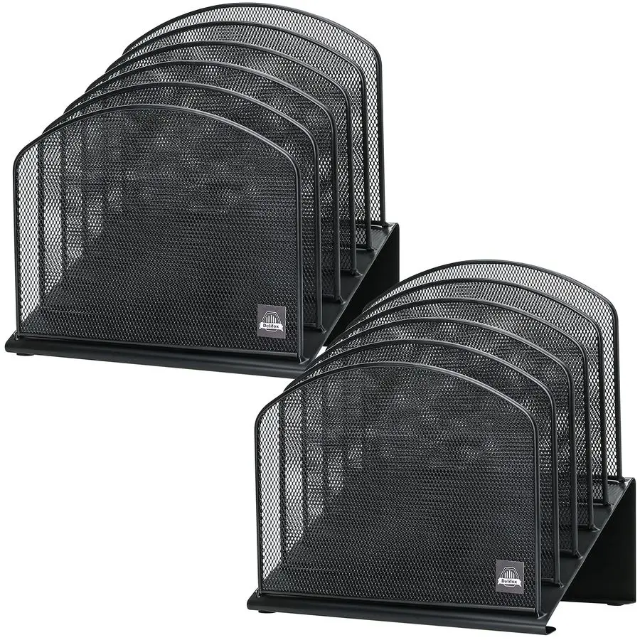 

Delifox 2 Pack Inclined Desk File Organizer, 5 Slot Desktop File Folder Holder Document Holder Sorter Organization and Accessor