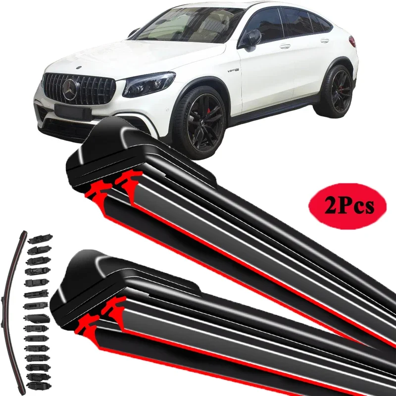 For Mercedes Benz GLC SUV X253 Coupe C253 250 300 300e 43 63 AMG S 2015 2016 2018 2019 2021 2022 Double Rubber Car Wiper Blades