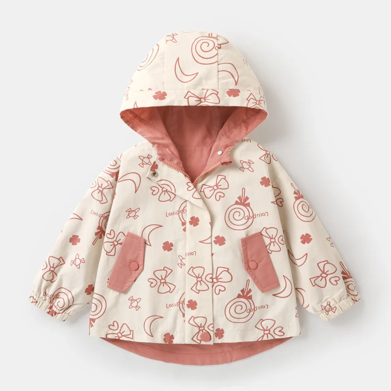 New Spring & Autumn Girls Lollipop Print Coat