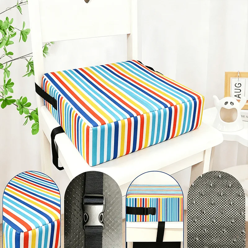 Thick Square Seat Cushion with Anti-slip Strap, Soft Booster Pad for Office, Study, Dining Chair