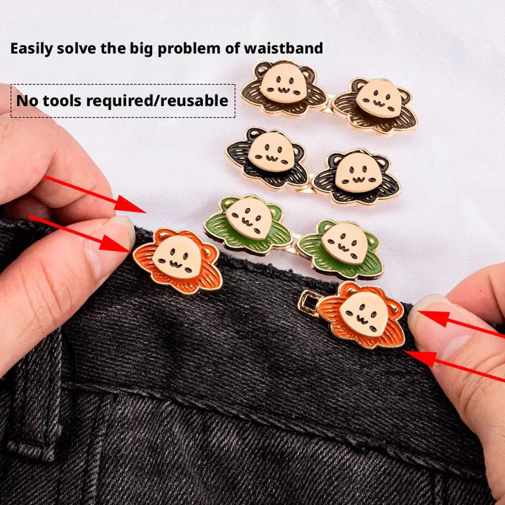 قابل للتعديل السراويل كليب الأسد الصغير الخصر مسمار خالية الخصر الخصر مقصوص السراويل زر الموضة الضابط دبابيس هدية L6H4