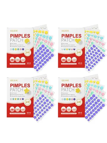 240pcs New Pimple Patch Acne Patches Heart/Star/Flower/Round Shape Acne Dots Patches Moisturizes for Covering Zits and Blemishes