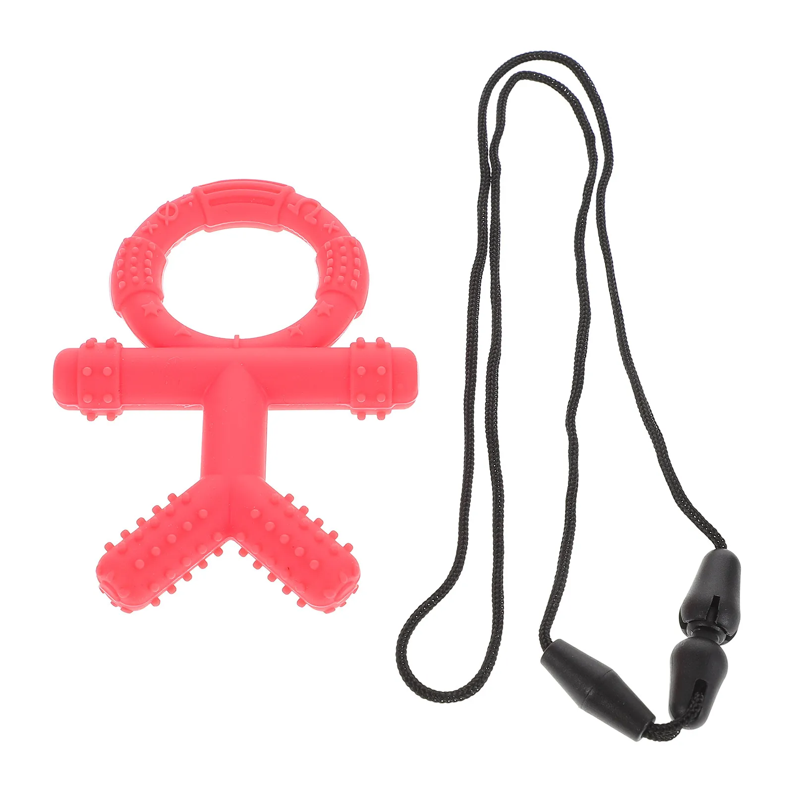 

Silicone Teether Handled Chewing Pendant Anti-Drop Chain Soothing Educational Molar Baby Chewing Infant Teething