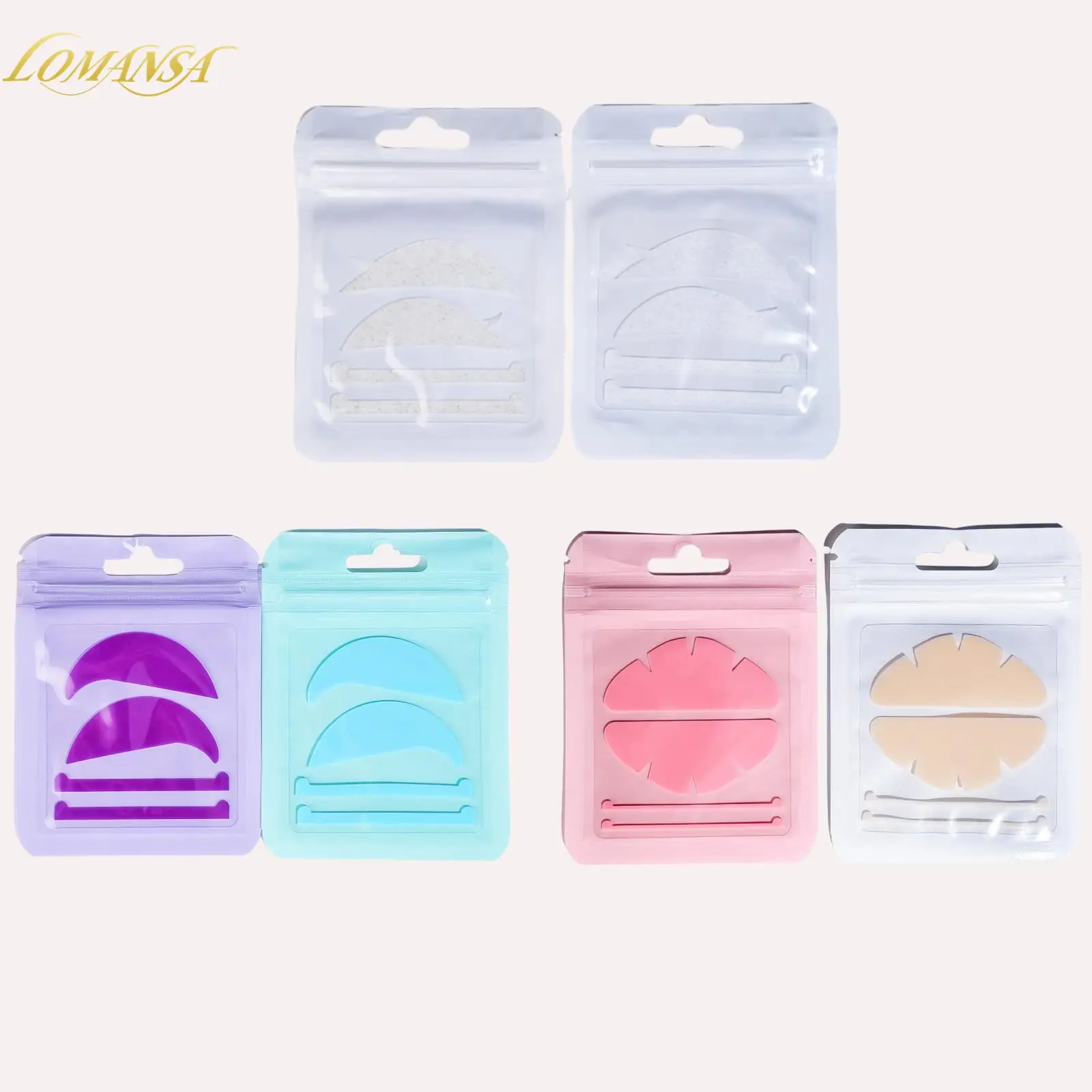 Lomansa 4 قطعة سيليكون قابلة لإعادة الاستخدام لاش رفع الشريط سلسلة الأسطوانة رمش بيرم وسادة العين لزجة تحت العين لصقة هلامية لاش رفع أداة