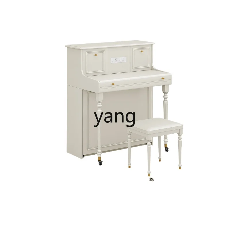 

LMM cream wind retractable island platform household French small apartment folding dining table and chair combination