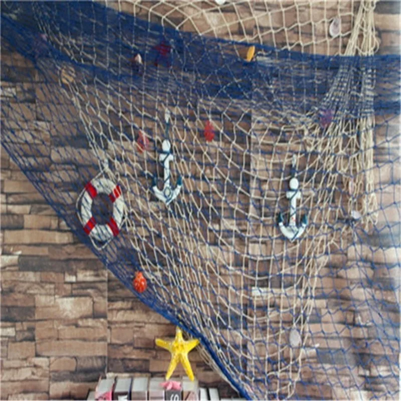 100/150x200cm  Fashion Mediterranean Decorative Nautical Wall Hanging Fishing Net for Beach Party Home Decor