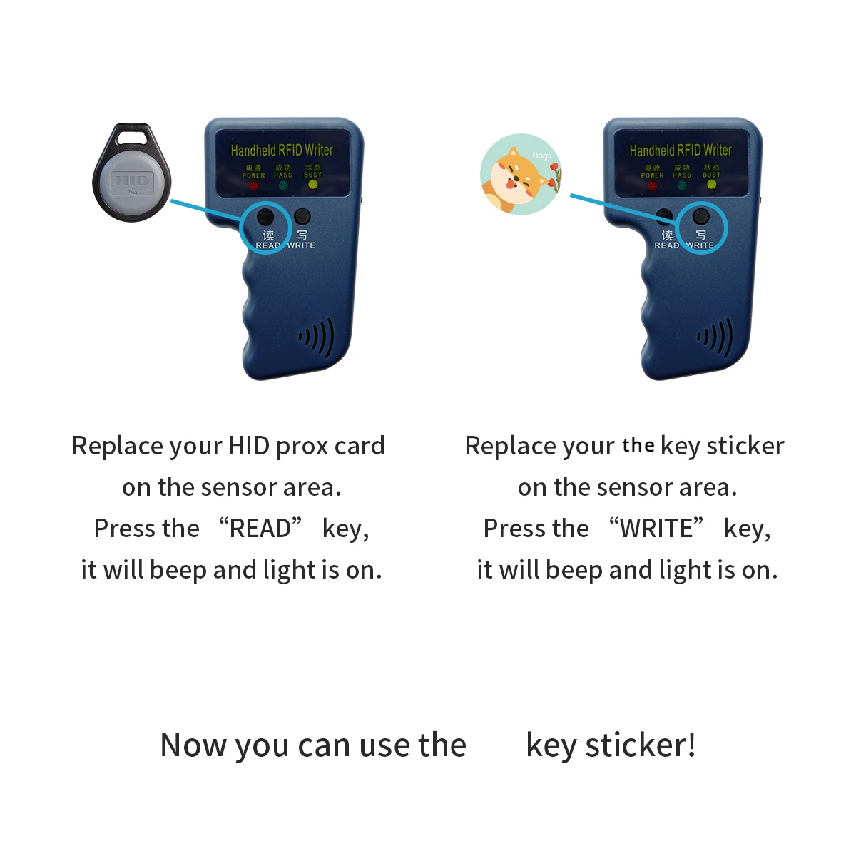 RFID125KHz Card Reader Writer - Readable125khzEM4100ChipcardCompatible withProximityIICardIncludingKey-fob For HID Card