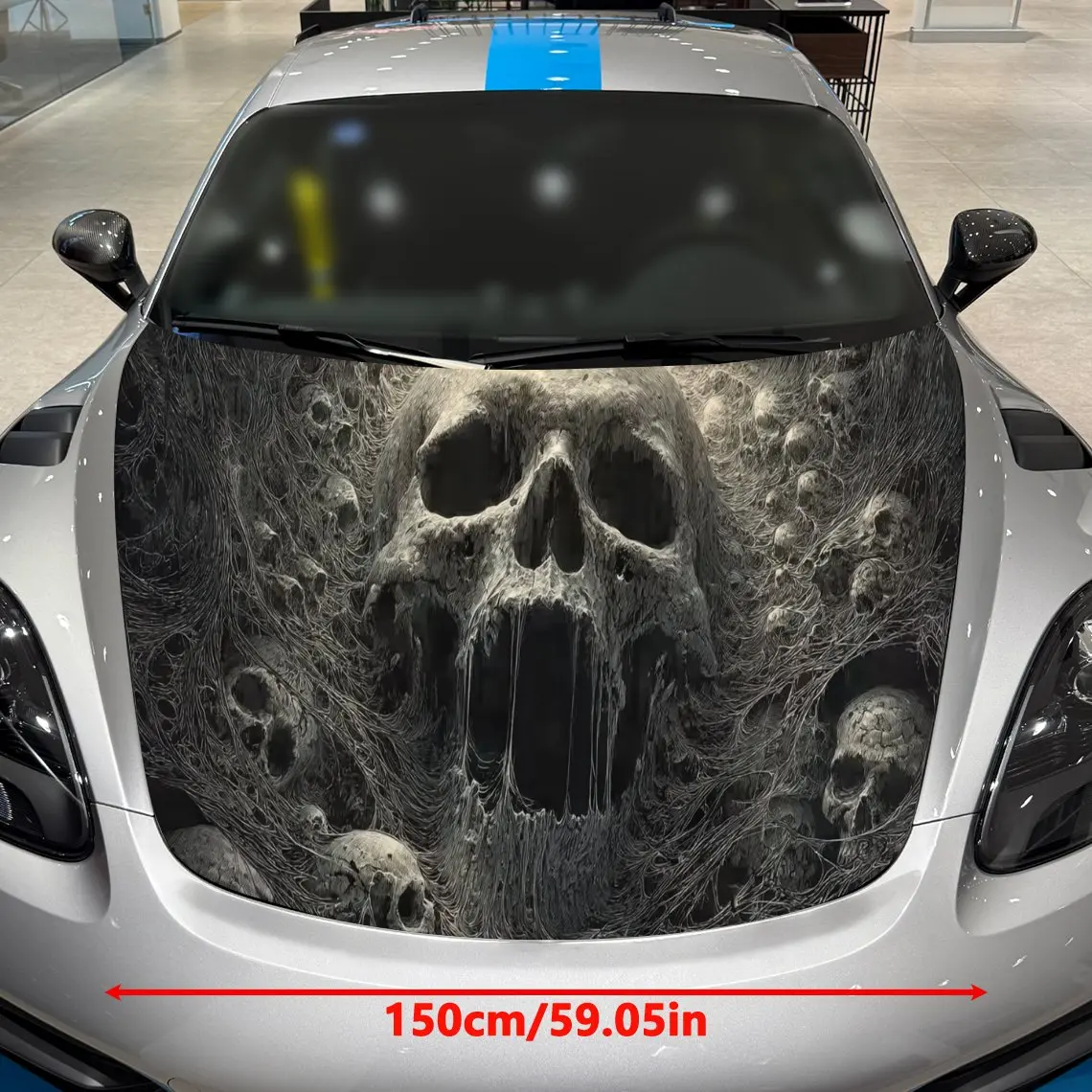 Web Skull Cluster Car hood packaging sticker, PVC material, self-adhesive waterproof, anti-slip paint, car exterior decoration a