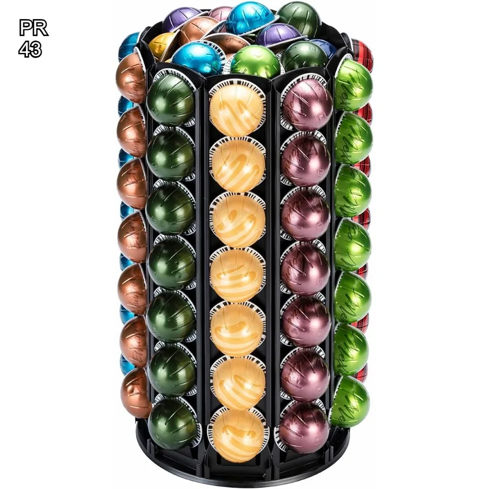 

Large Capacity Coffee Pod Holder with 360° Rotation, Holds 100+ Capsules, Space-Saving Design