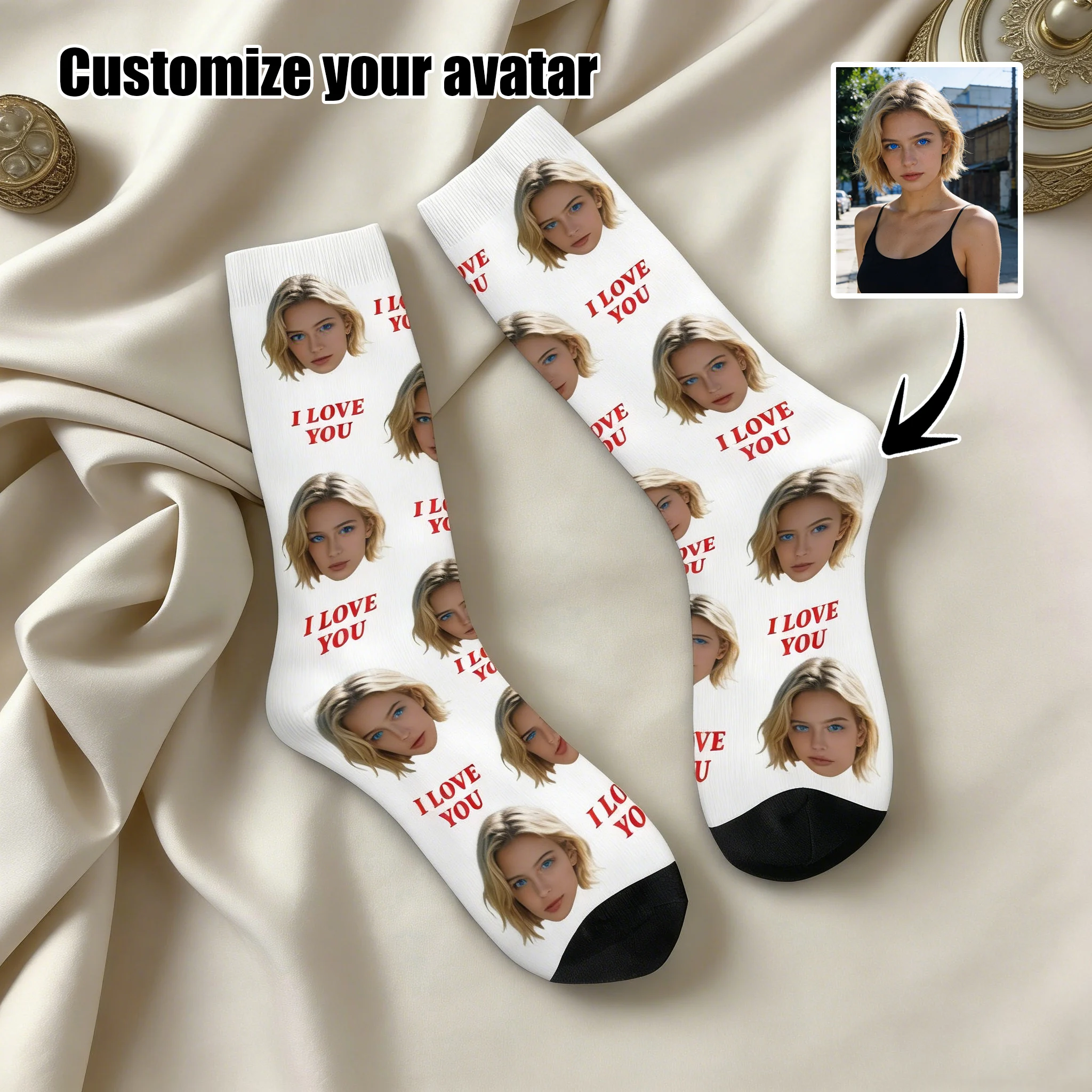 جوارب مخصصة على شكل وجه يمكنك صنعها بنفسك جوارب مخصصة للجنسين جوارب صور شخصية جوارب مخصصة كهدية