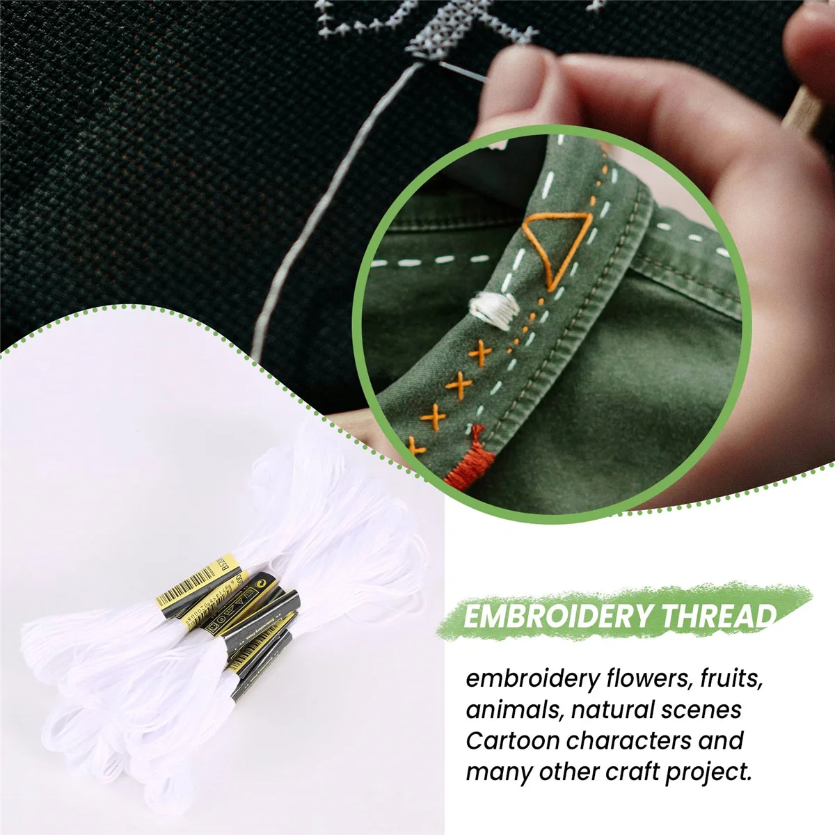 12x สีขาว Anchor เข็มผ้าฝ้ายเย็บปักถักร้อยไหมขัดฟัน Skeins เย็บหัตถกรรม