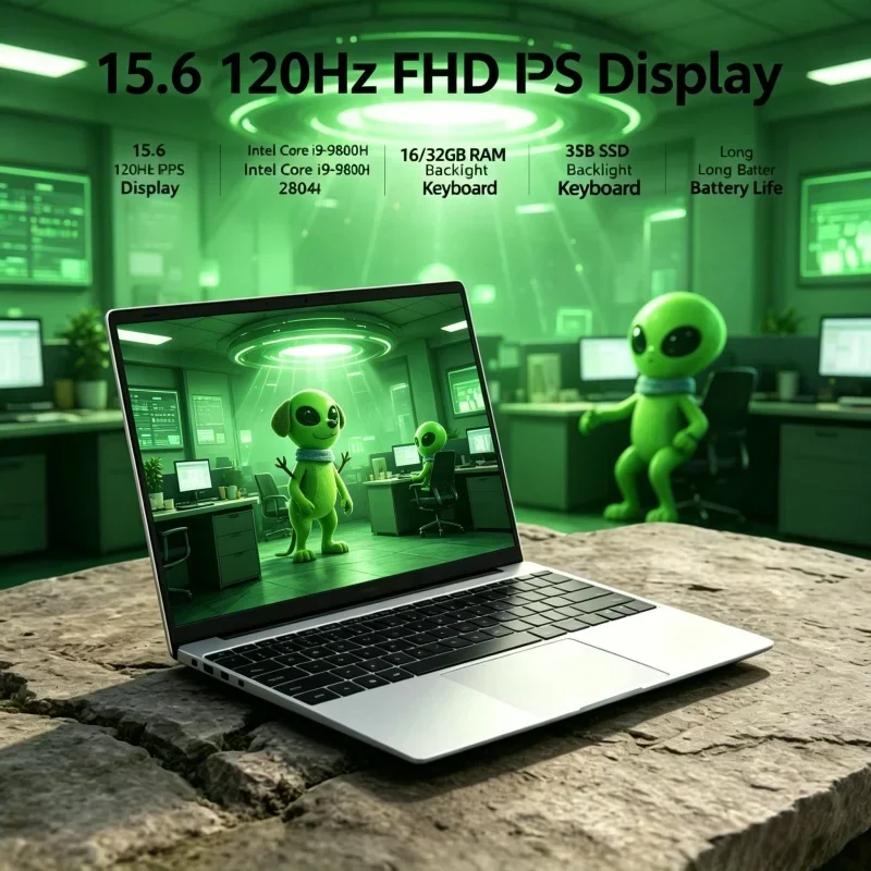 

2026 Top 15.6 Inch Laptop i9-9880H 120Hz FHD IPS 16/32GB RAM 2TB SSD Backlit Keyboard Long Battery
