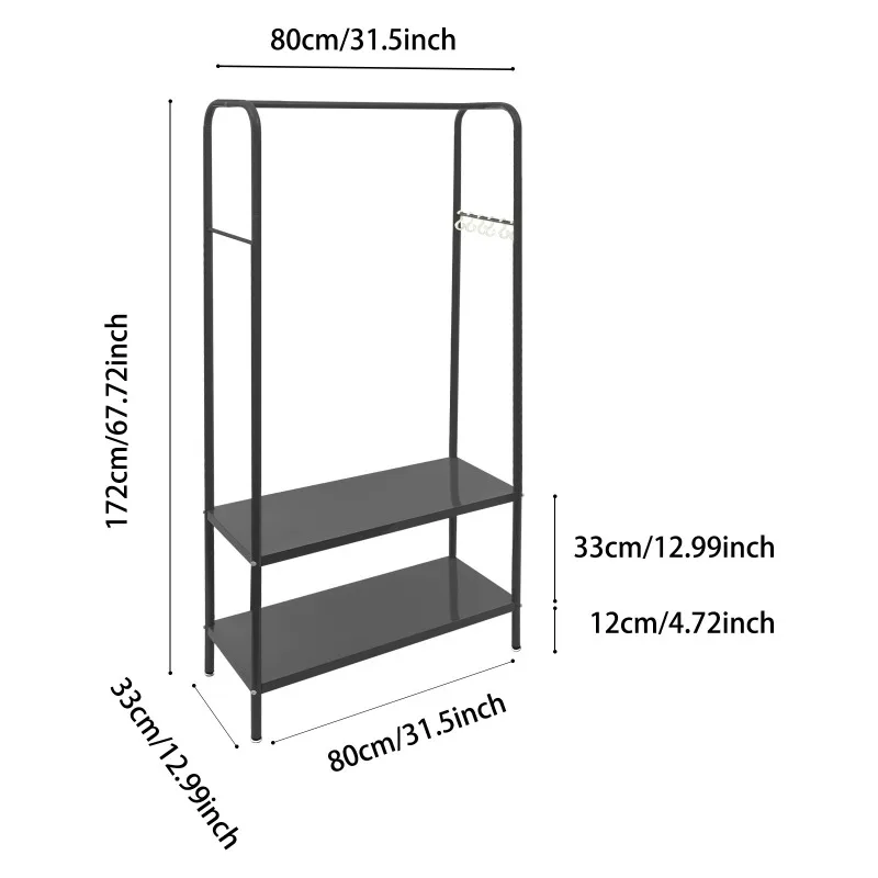 Furniture Clothes Rack with Bottom Shelves, Home Clothes Rack, Standing Clothes Rack New Coat Racks