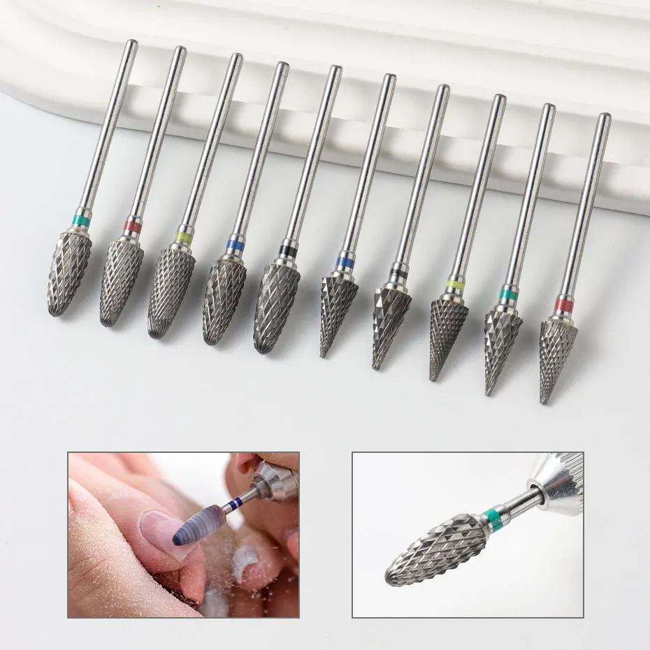 1pc タングステン鋼ネイルドリルビット回転バリミルネイルカッターネイルジェルポリッシュリムーバーネイルチップ研削ヘッドマニキュアツール